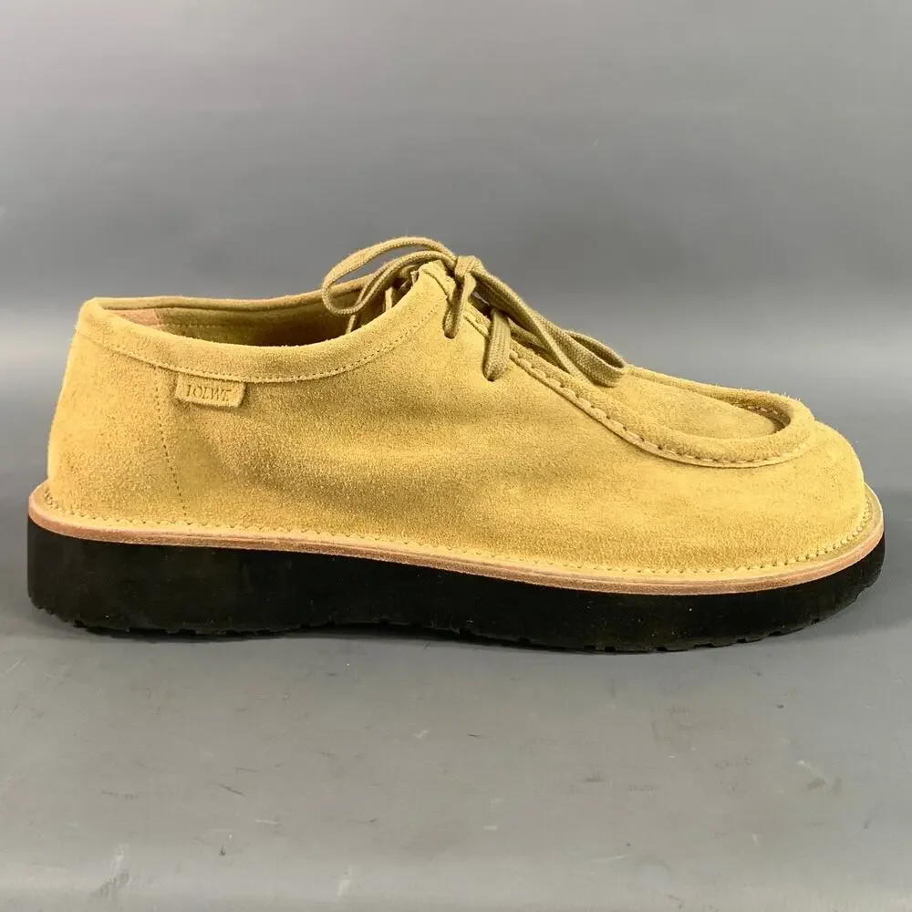 LOEWE Size 12 Khaki Textured Suede Chukka Lace Up Shoes